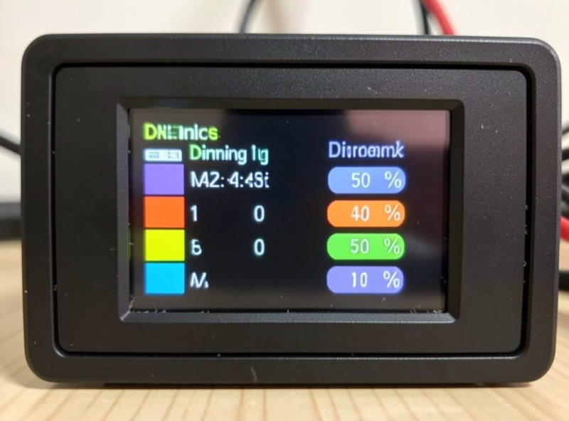 Close-up of a nano aquarium LED controller showing dimming and colour settings