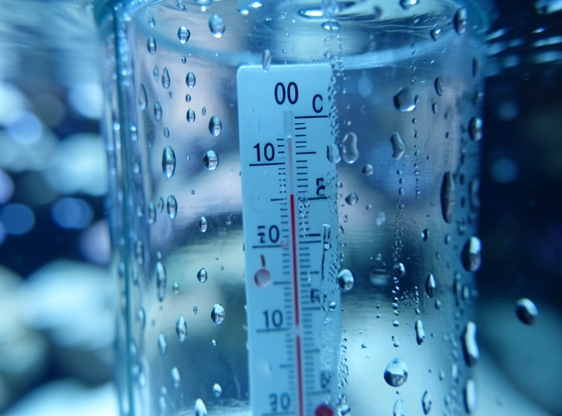 Aquarium thermometer showing a cool temperature reading on tank glass