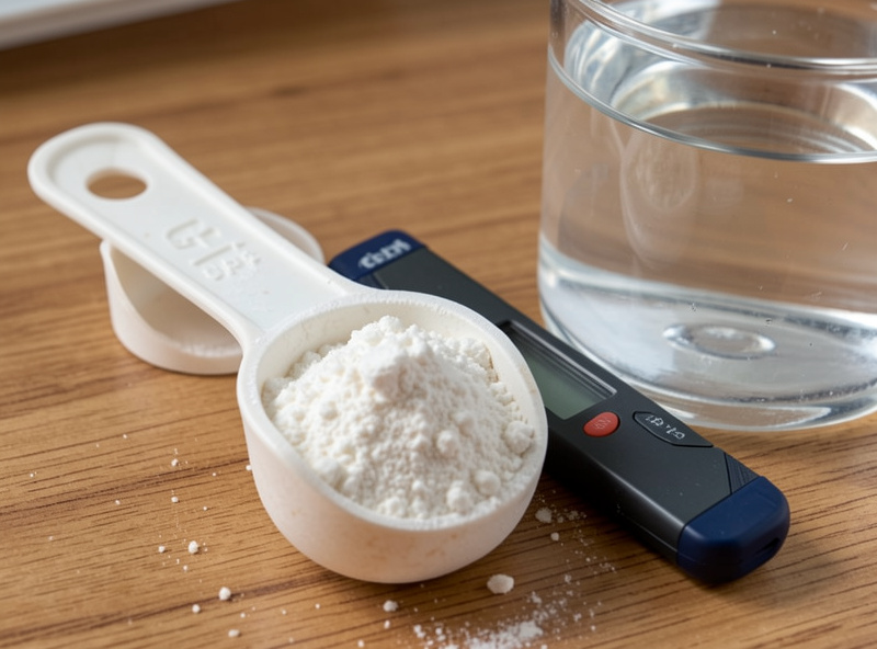 GH-only bee shrimp remineralizer powder beside a TDS meter and a container of RO water
