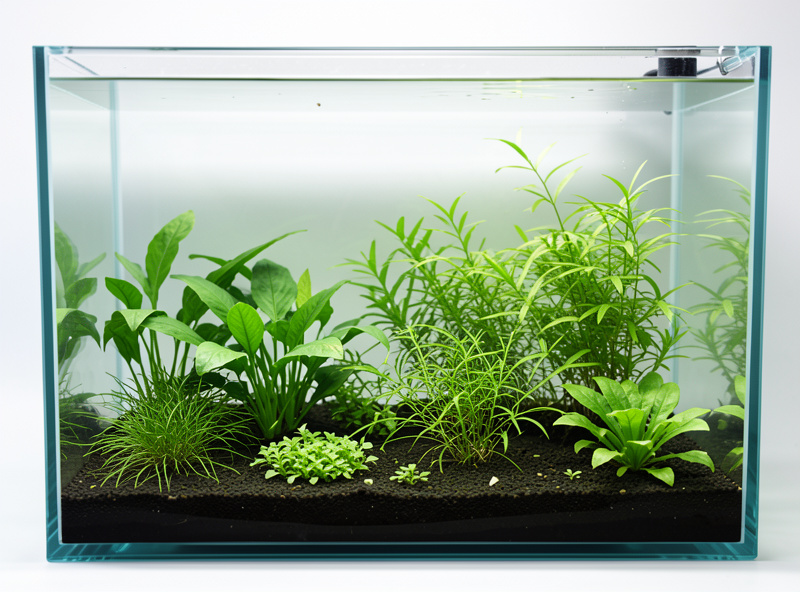 A clean, stable nano aquarium with thriving plants after a routine water change, calm and clear
